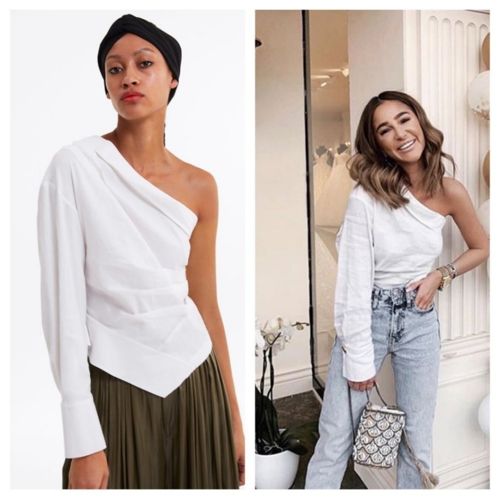 Zara blogger fave linen blend top size S